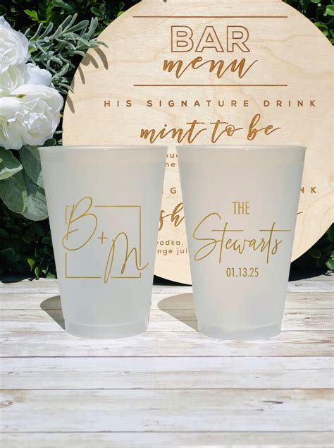 Custom Frosted Wedding Cups 5oz 8oz 9oz 10oz 12oz 14oz Etsy