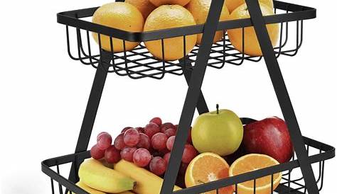 Fruit Holder For Kitchen Basket, 2 Tier Counter Bowl Storage