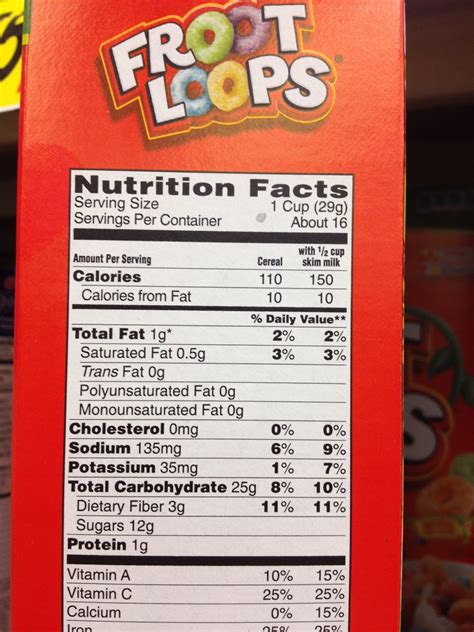 fruit loops nutritional value