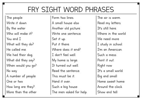Fry Phrases, Printable Games