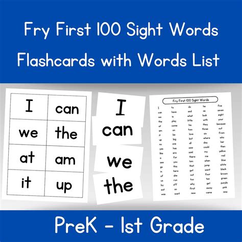 Fry Word List Flashcards Printable