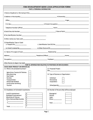 fsm bank loan application