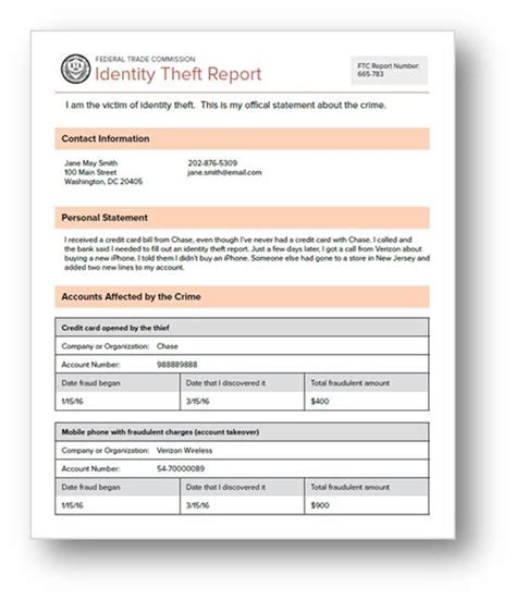 ftc identity theft report printable