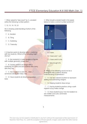 ftce k-6 math practice test free