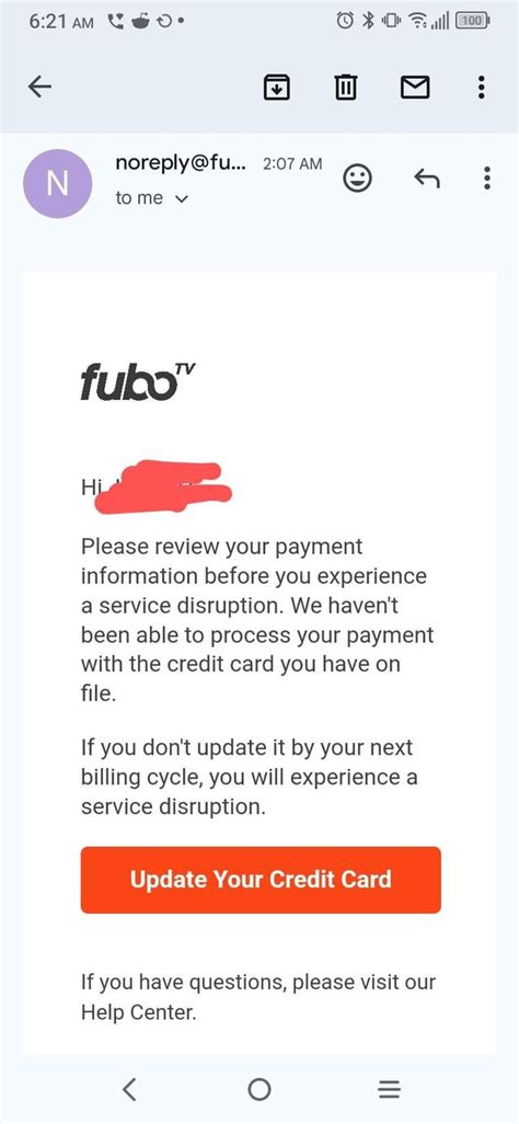fubo keeps declining card