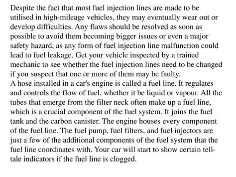 Fuel Line Malfunction