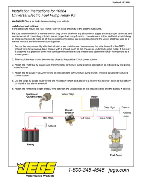 Fuel Pump Relay Kit Instructions