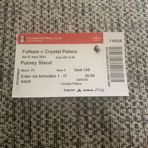 fulham vs crystal palace tickets