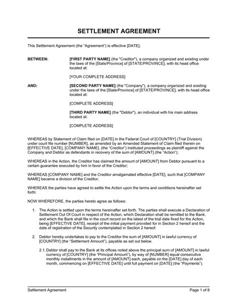 Final Payment Settlement Agreement Template Lobo Black With Regard To