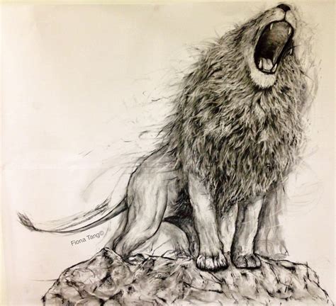 full body lion roaring drawing