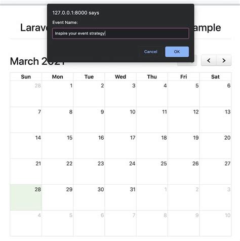 full calendar ajax example