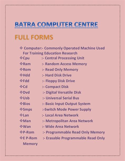 full form in computer terms
