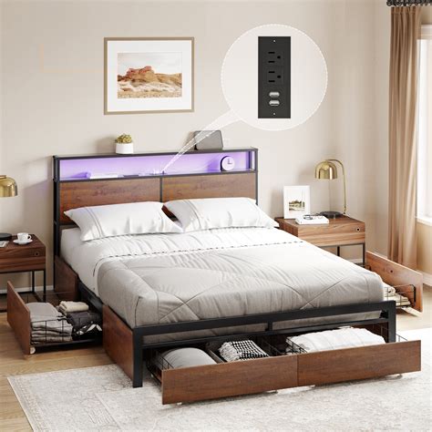 Full Platform Bed Frame With Drawers