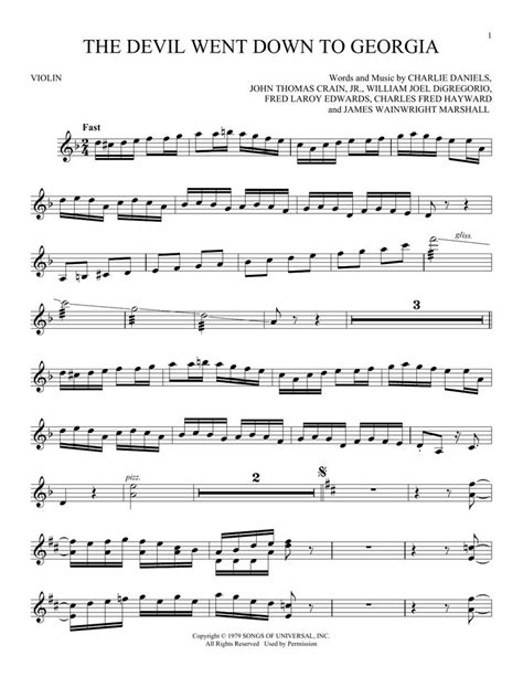 Full Song Devil Went Down To Georgia Violin Printable