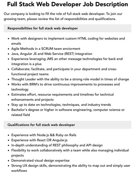 full stack python developer job description