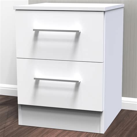 Fully Assembled White Gloss Bedside Table