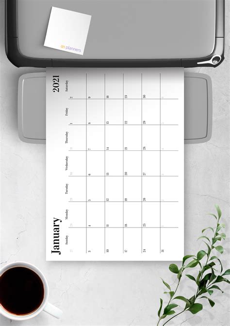 Fully Customize Printable Horizontal Calendar