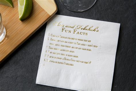 Fun Facts Personalized Wedding Napkins Bridal Shower Etsy Canada