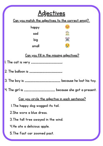 Fun Adjectives Lesson Year 1
