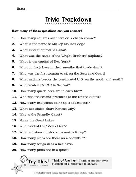 fun critical thinking questions with answers pdf
