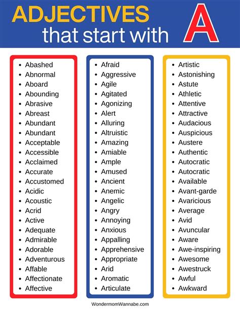 fun descriptive words that start with a