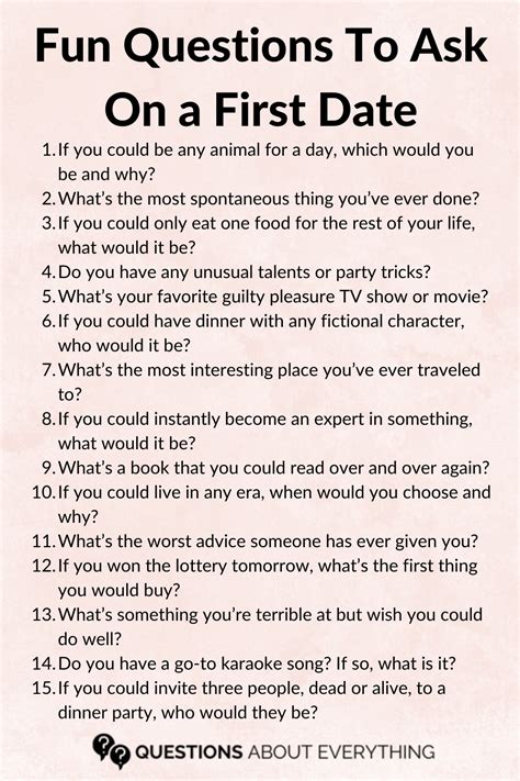 fun first date questions to ask a guy