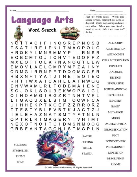 Fun Printable Language Arts Puzzles Activities Pdf
