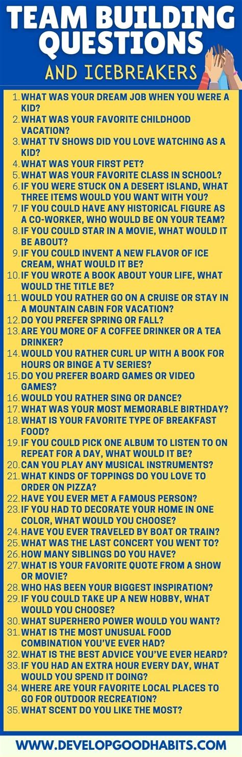 fun questions to ask in a team builder