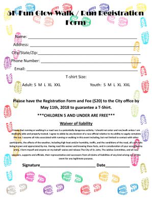 fun walk registration form template