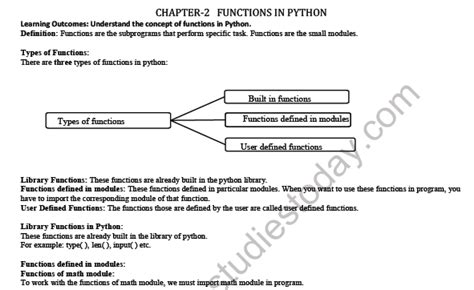function in python class 12 notes