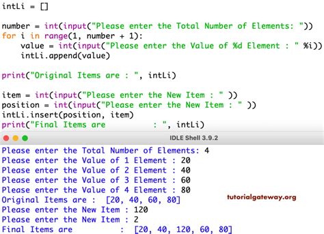 function of insert in python
