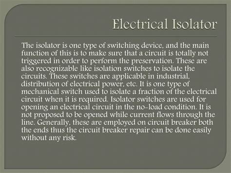 Function Of Isolator