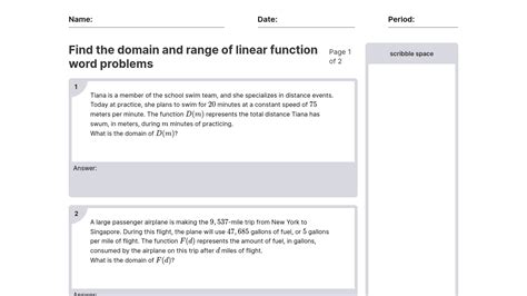 Function Word Problems Math Worksheets Go