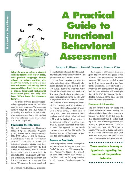 functional behavior analysis example