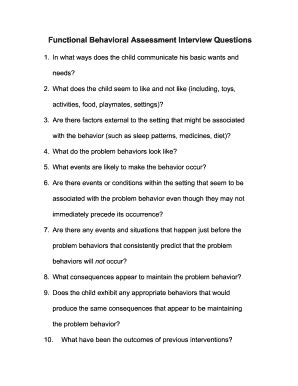 functional behavior assessment interview questions