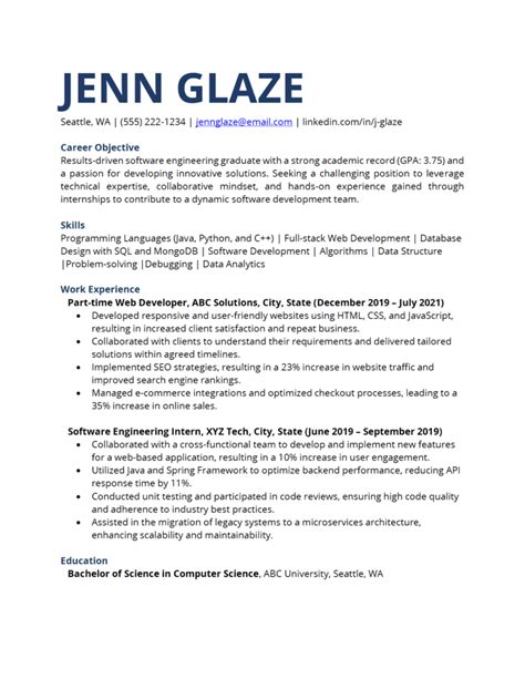 functional resume objective examples