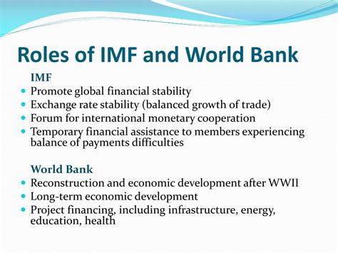 functions of imf and world bank