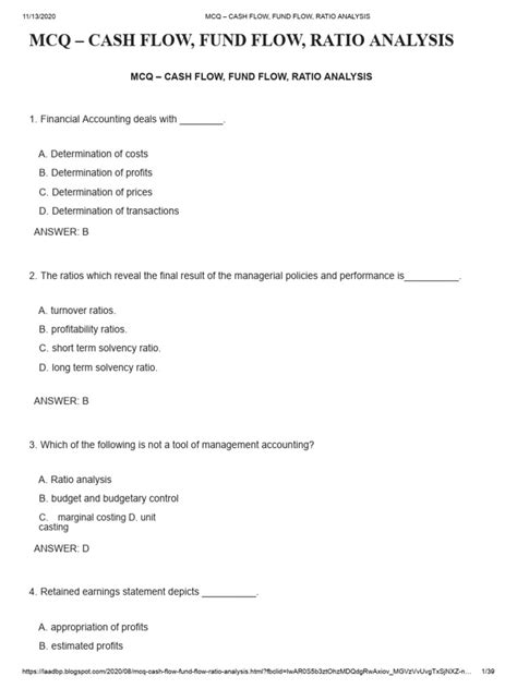 Viral Fund Flow Statement Mcq Trending
