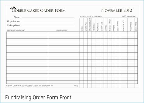 Fundraiser Order Form Printable