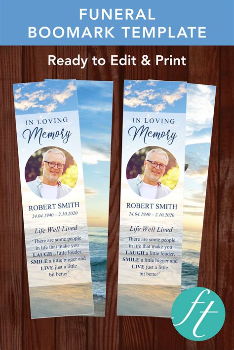 Funeral Bookmark Template Free Collection