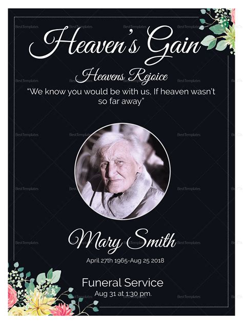 Funeral Announcement Template Minimalist Funeral Invitation Etsy