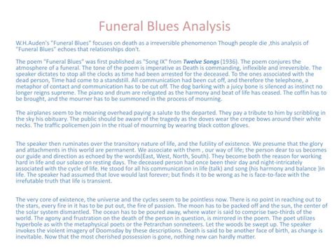 Funeral Blues Analysis Genius