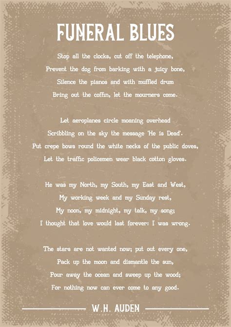 Funeral Blues Poem Text