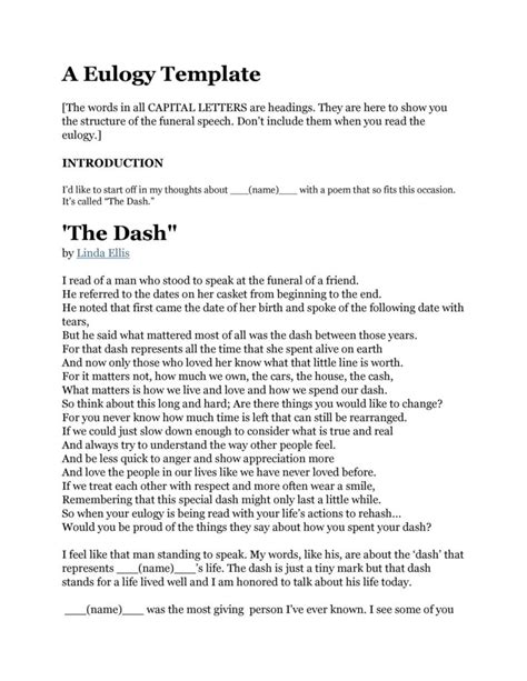 Funeral Eulogy Ending