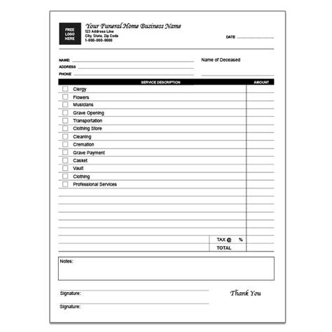 Funeral Home Invoice Template: Simplify The Billing Process