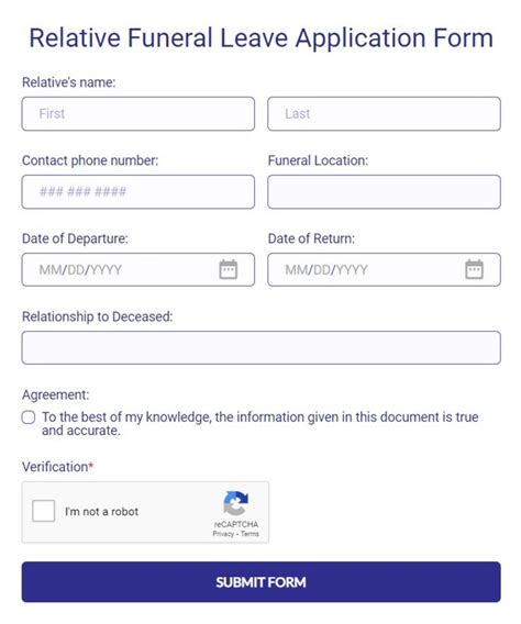 Funeral Leave Application