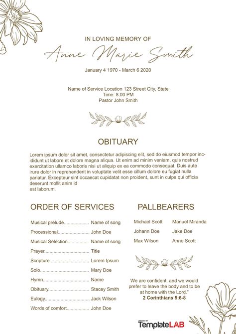 Funeral Program Template In Word