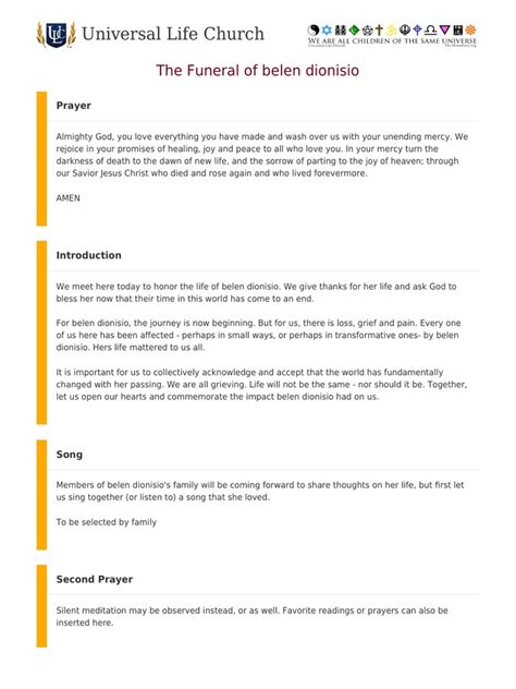 funeral script examples