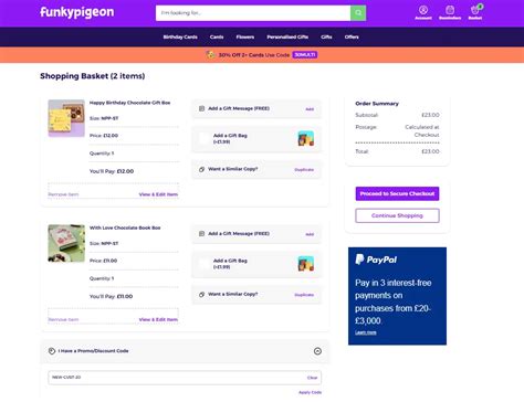 Funky Pigeon Promo Code Calendar