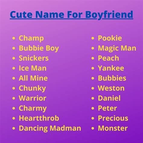 funny names for your boyfriend with meaning